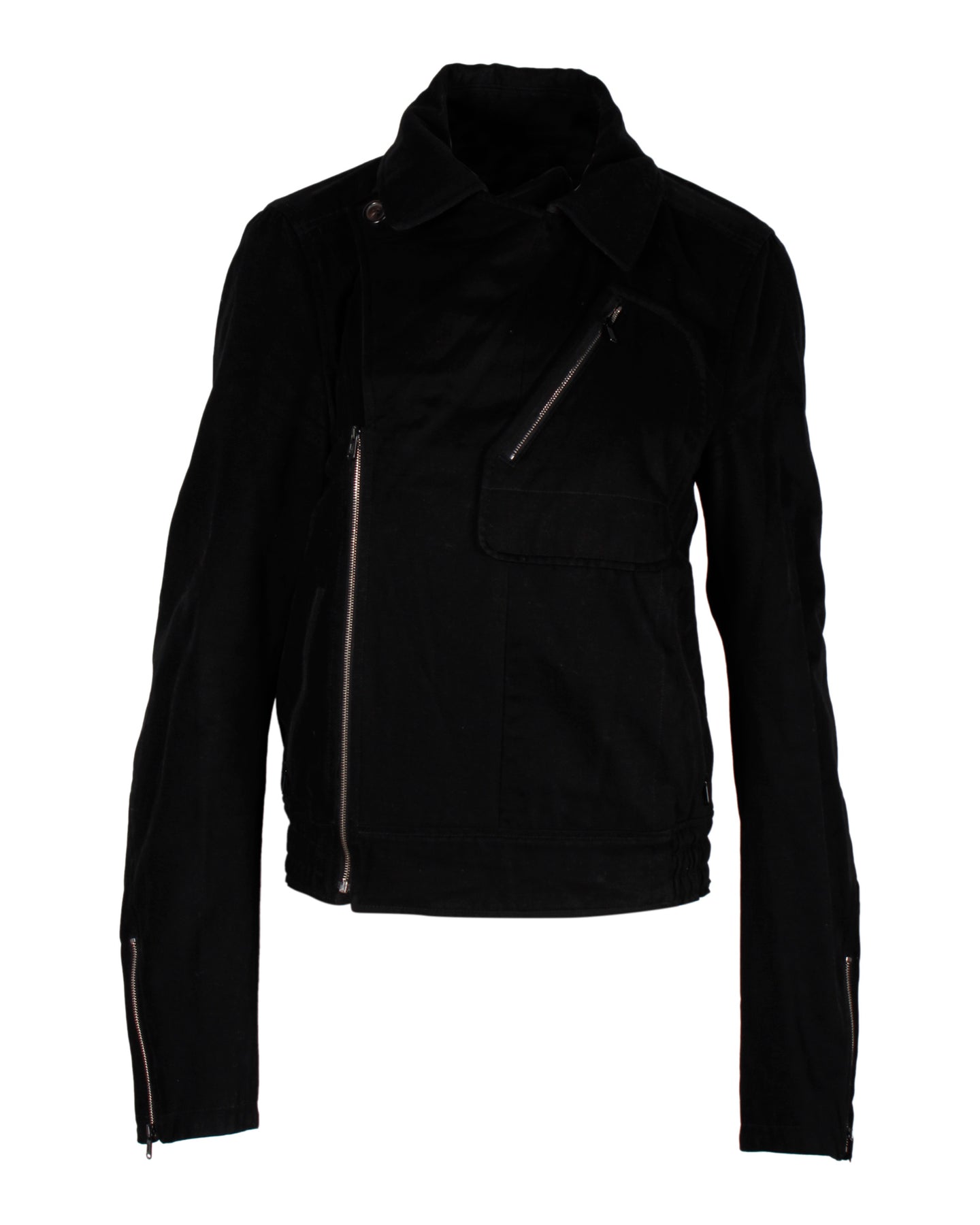 Saint Laurent Biker Jacke aus schwarzer Baumwolle