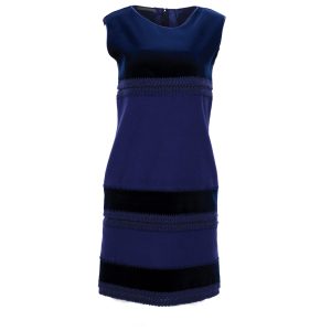Alberta Ferretti Colorblock Ärmelloses Kleid aus blauer Wolle