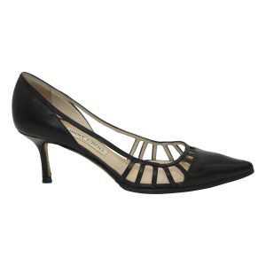 Jimmy Choo Cut-Out Delilah Pumps aus schwarzem Leder 7748669669436