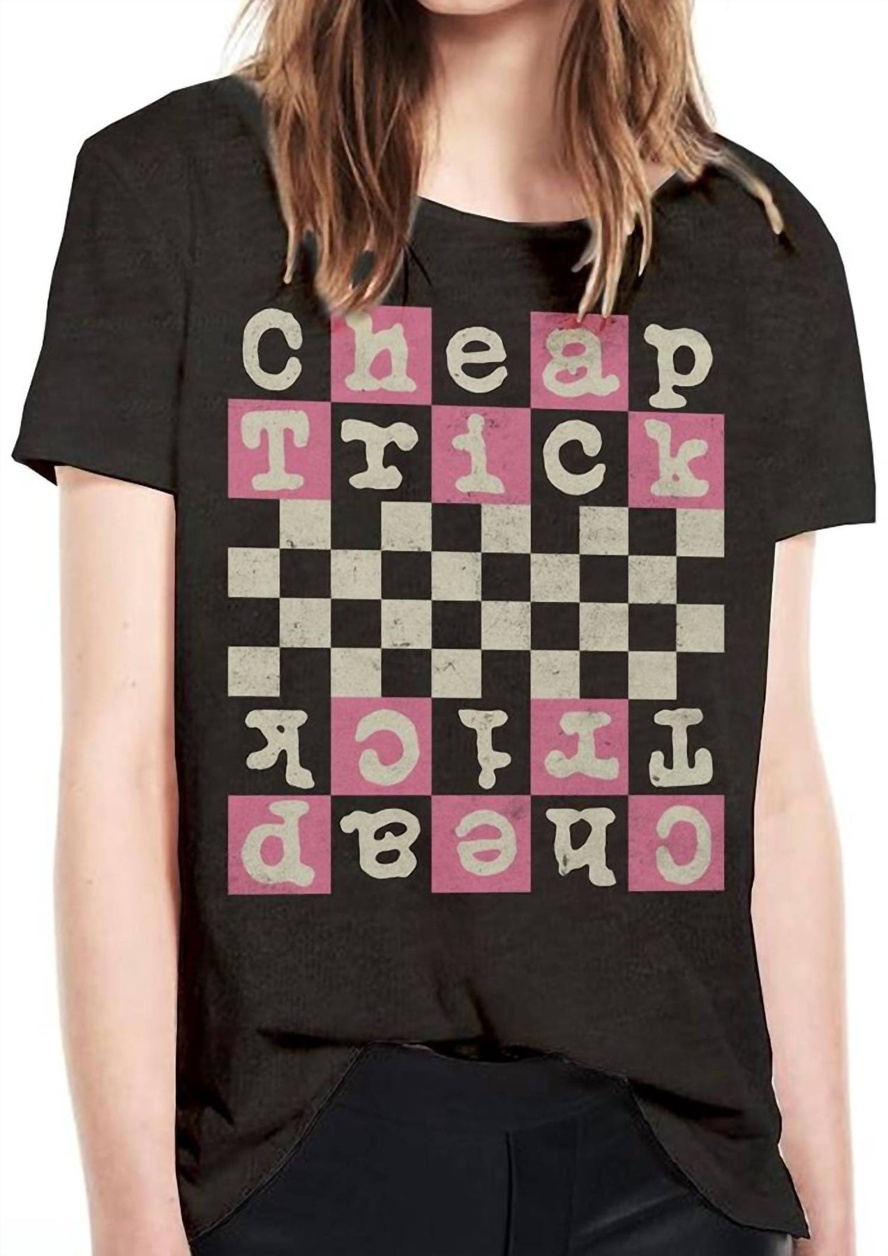 Günstige Trick Checkerboard Crop Tee in schwarz
