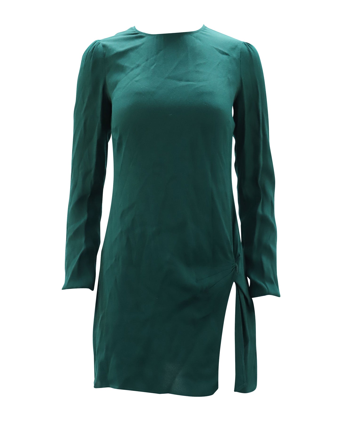 Reformation Minikleid mit Rundhalsausschnitt in grüner Viskose