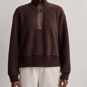Roselle Half-Zip Fleece Sweatshirt in dunkle Trüffel