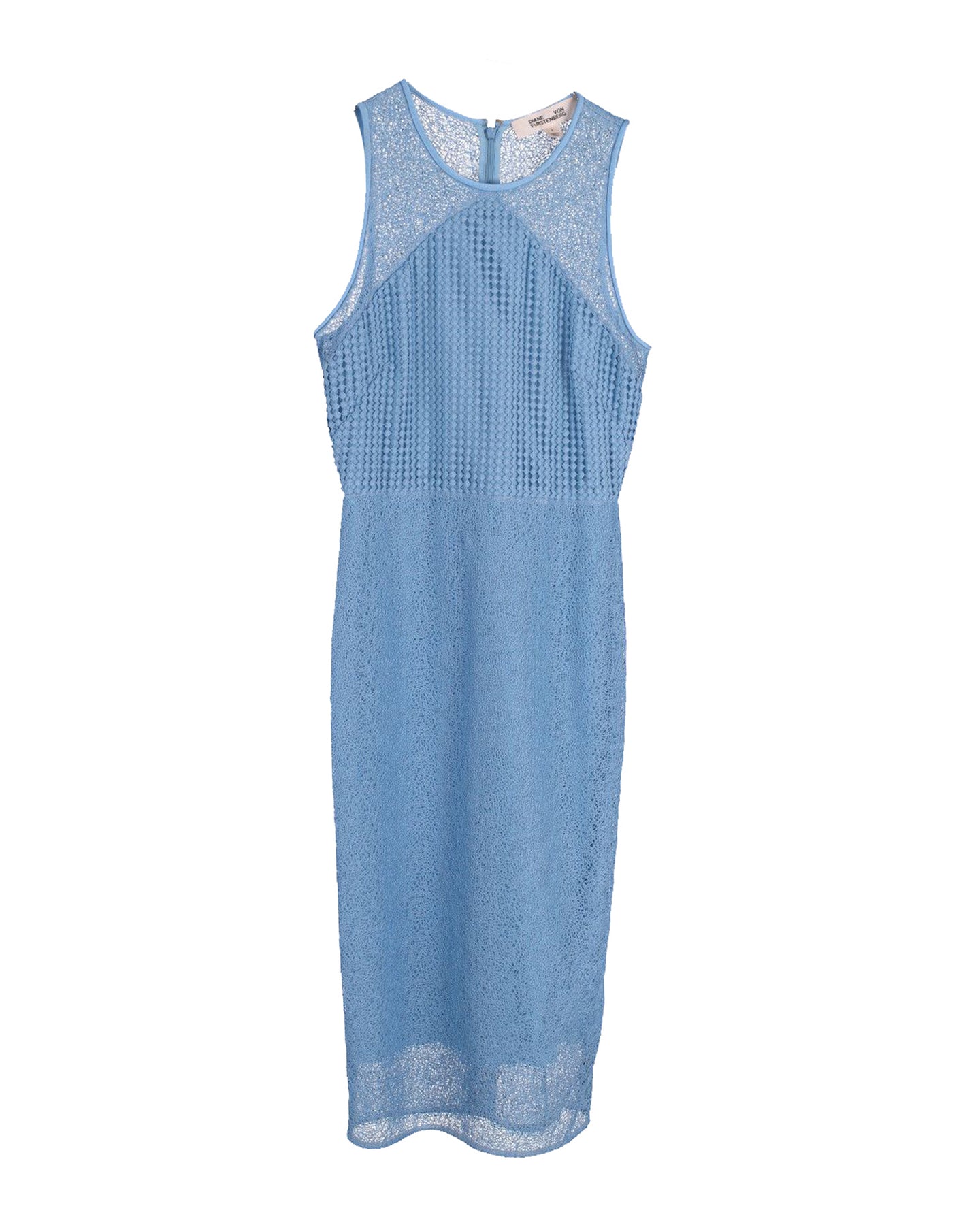 Diane Von Furstenberg Kleid mit Spitze aus himmelblauem Polyester