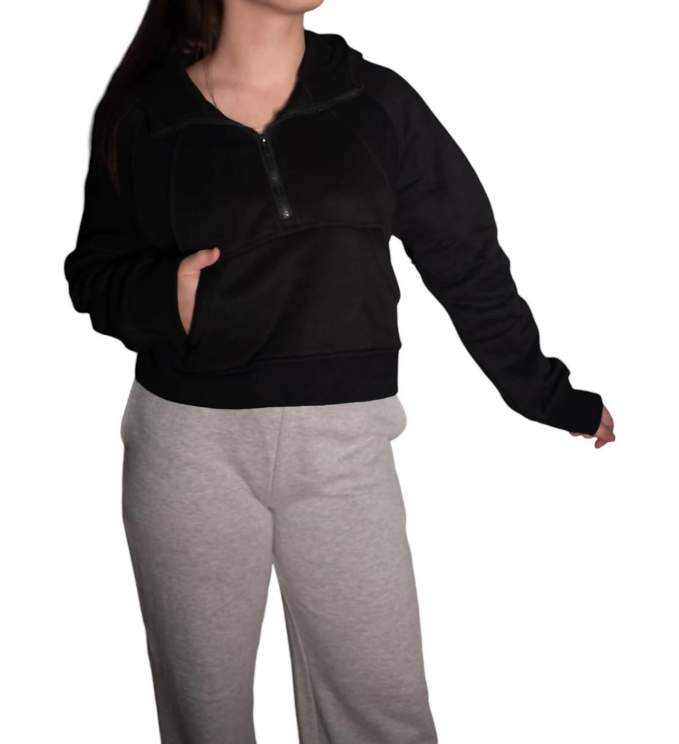 Dass ich wollte verkürzt Kapuzenpullover in schwarz