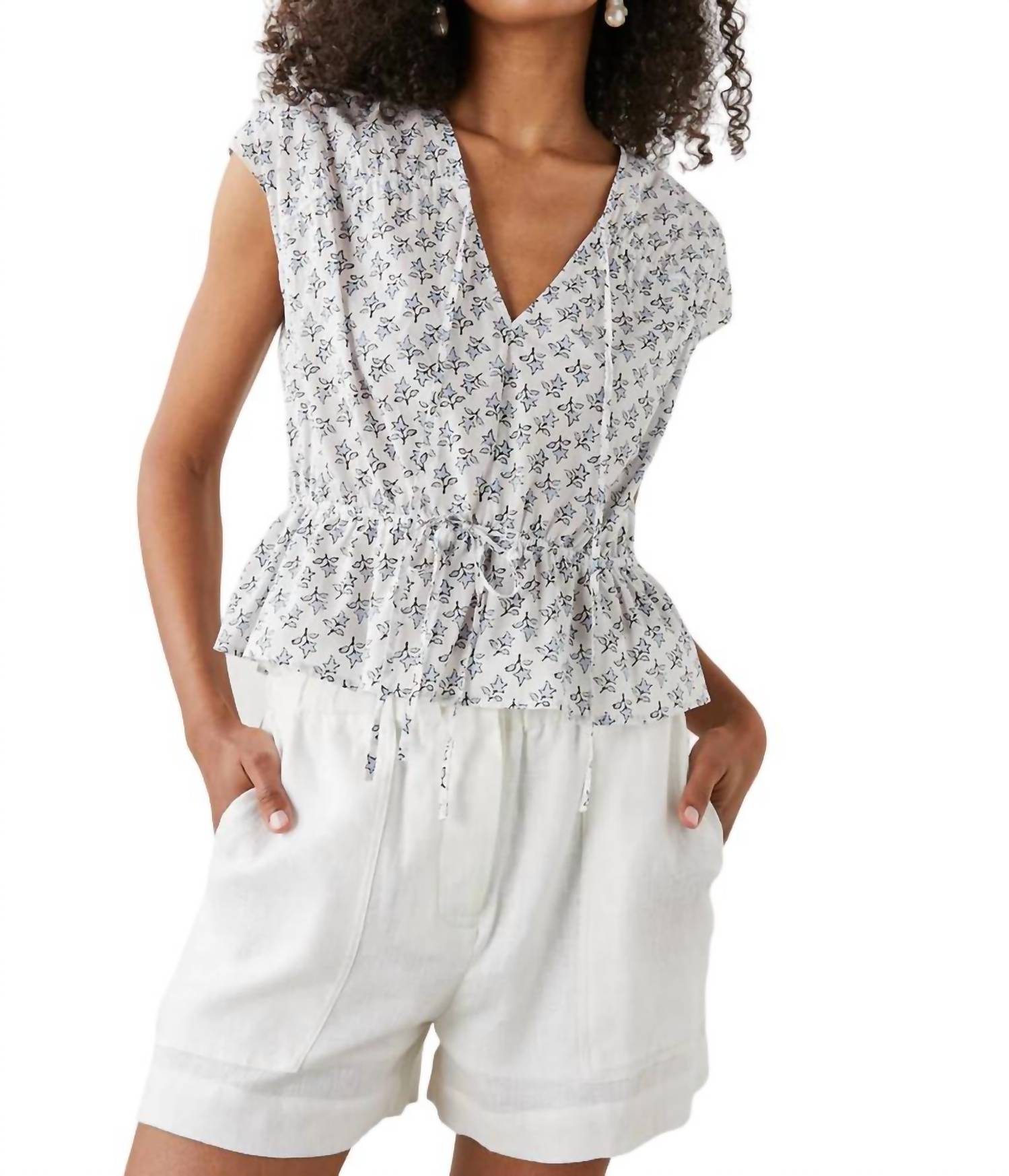 Savi Peplum Top in weiß blau Ivy