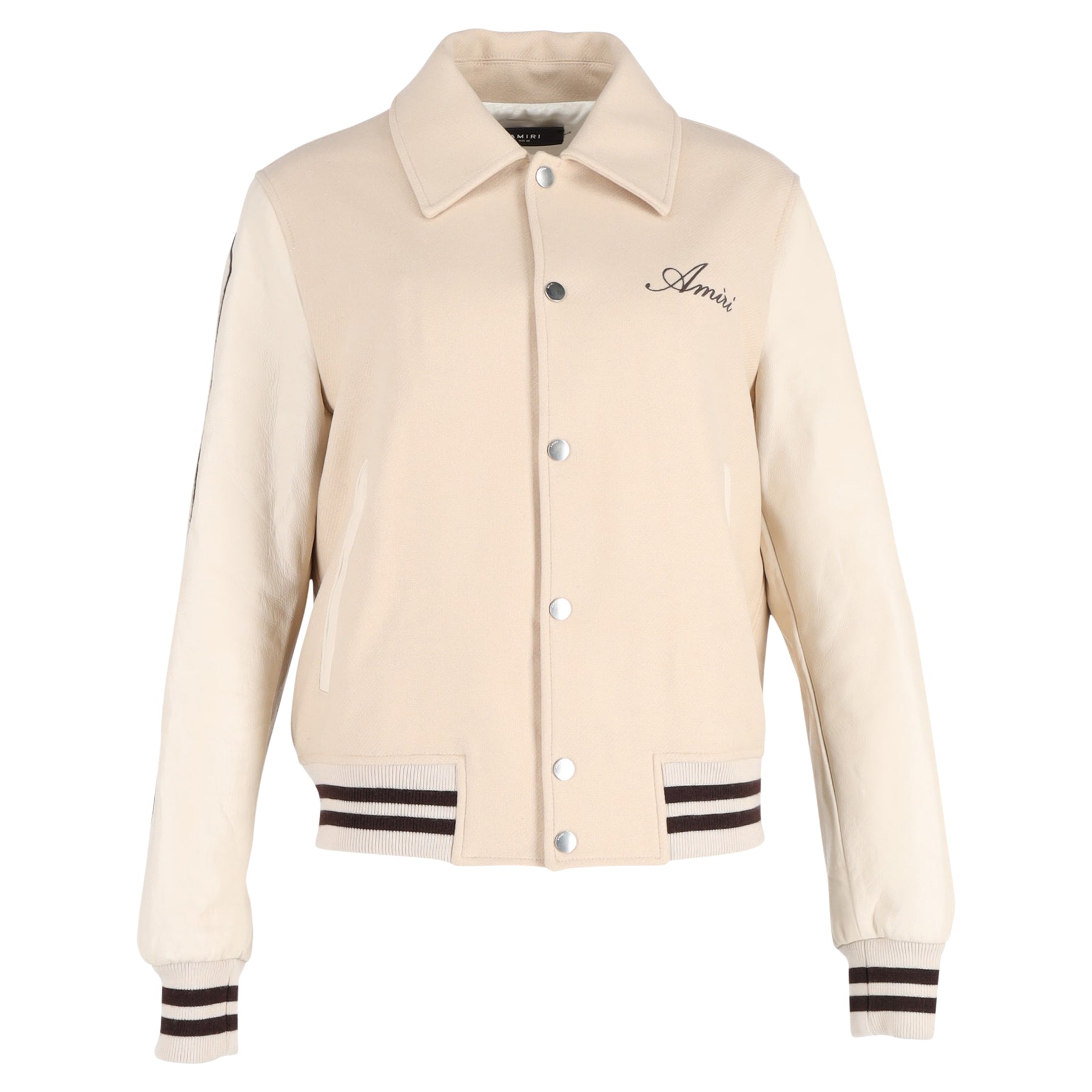 Amiri Bones Varsity Jacke aus beiger Wolle