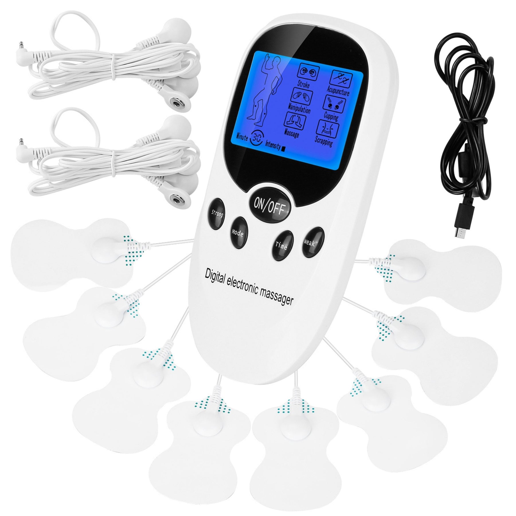 Dual Channel Elektrischer Muskelstimulator mit Elektrodenpads – Schmerzlinderungstherapie