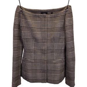 Theory Hadfield Off The Shoulder Stretchjacke aus grauer Wolle 7748662951996