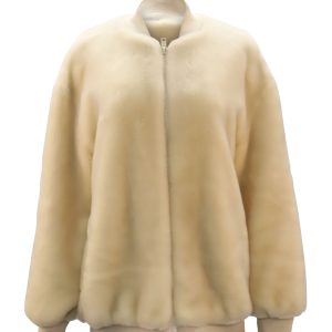 Tibi Luxe Imitat Pelzjacke aus Elfenbein Polyester