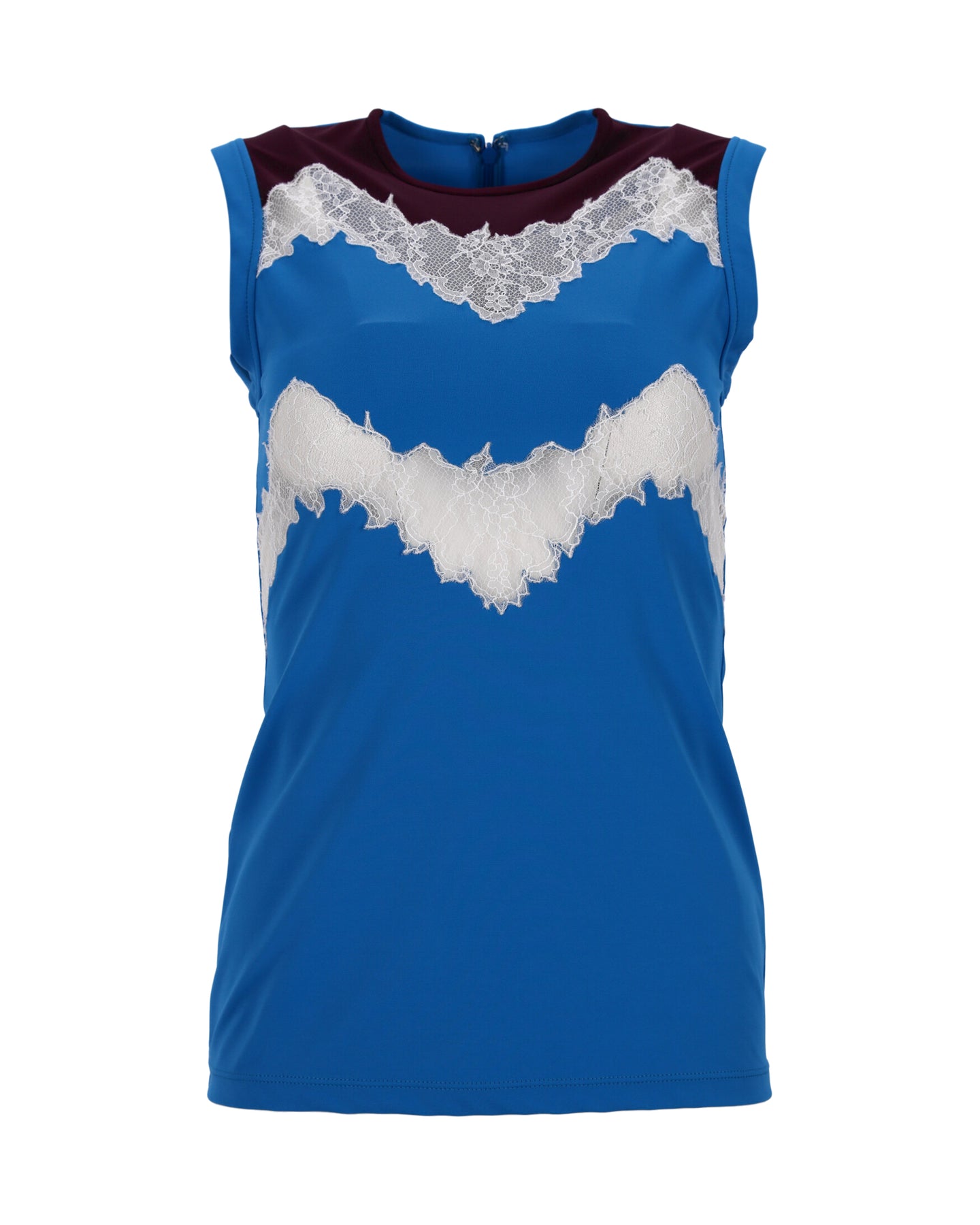 Valentino Ärmelloses Top mit Spitze aus blauem Polyamid