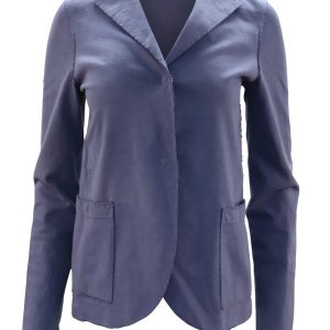 Harris Wharf London Rohrand Detail Blazer aus blauer Baumwolle 7748646600764
