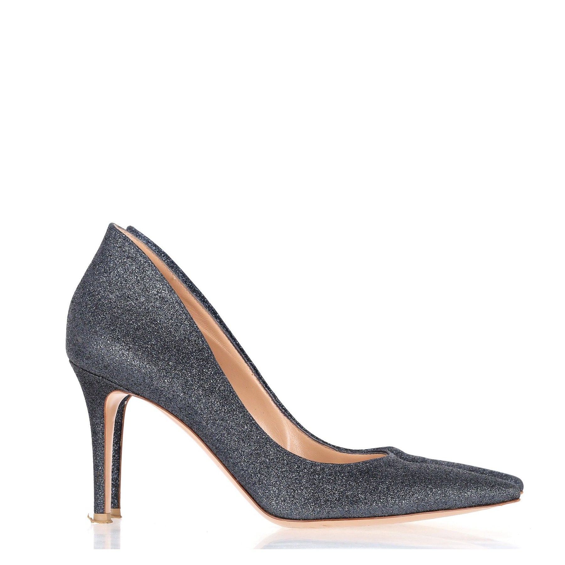 Gianvito Rossi Ellipsis 85 Pumps in Marineblau Glitzer
