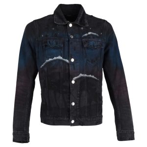 Amiri Airbrush Trucker Jacke aus schwarzem Denim