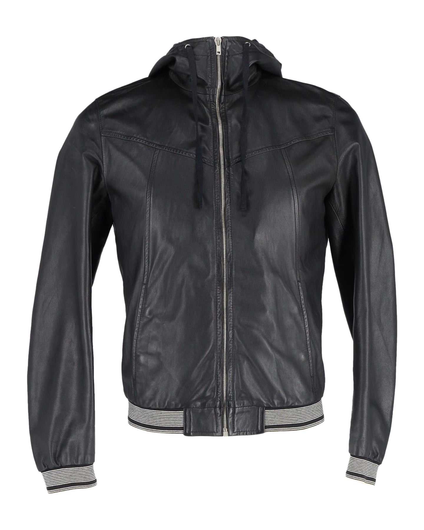 Dolce & Gabbana Jacke mit Kapuze aus schwarzem Leder