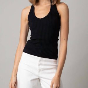 Gianna gerippter Halter oben in schwarz