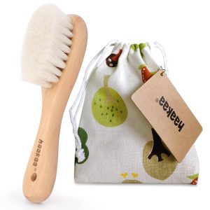 Haakaa Baby-Haarbürste aus Ziegenwolle und Holz, 1 Packung