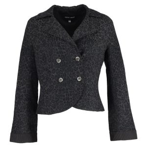 Giorgio Armani Animal Print doppelreisige Jacke aus grauer Wolle 7748646895676