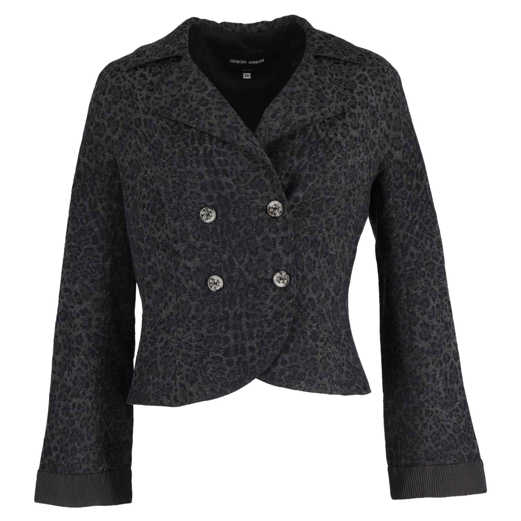 Giorgio Armani Jacke mit Tiermuster aus grauer Wolle