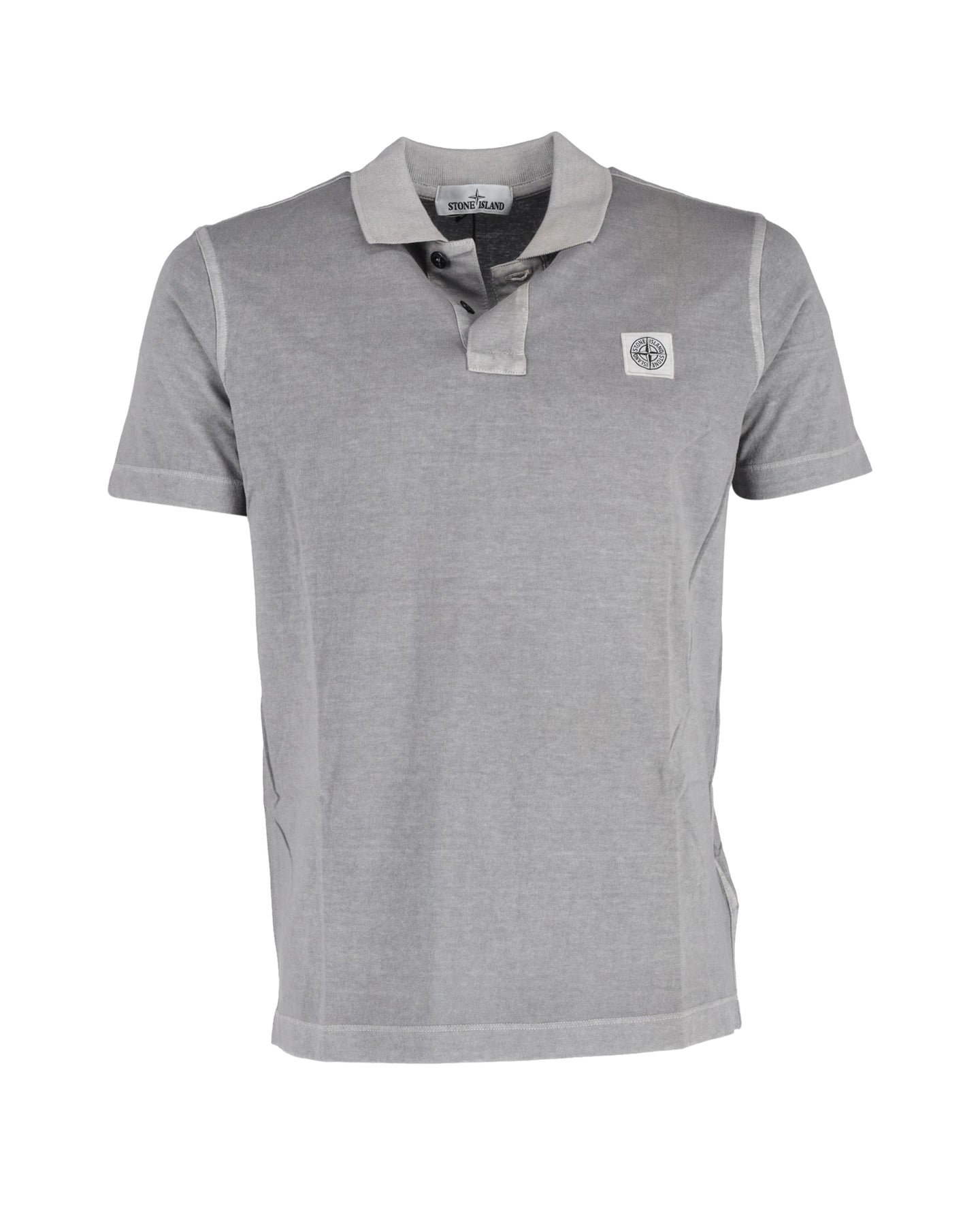 Stone Island – Kurzarm-Poloshirt aus grauer Baumwolle
