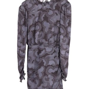 Saloni Rina B gekräuselte Jacquard Minikleid in marine blaue Seide