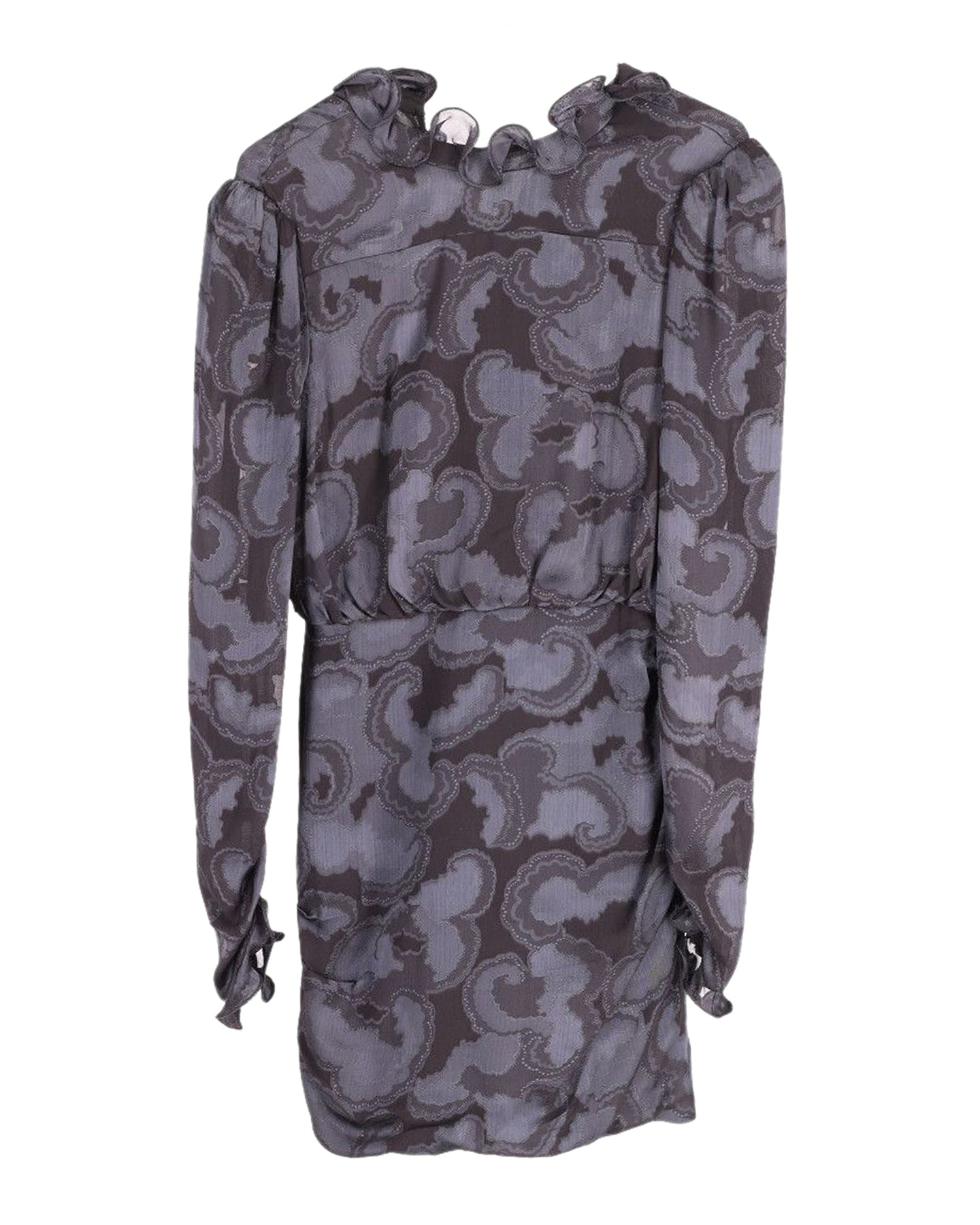 Saloni Rina B Rüschen Jacquard Minikleid in Marineblau Seide