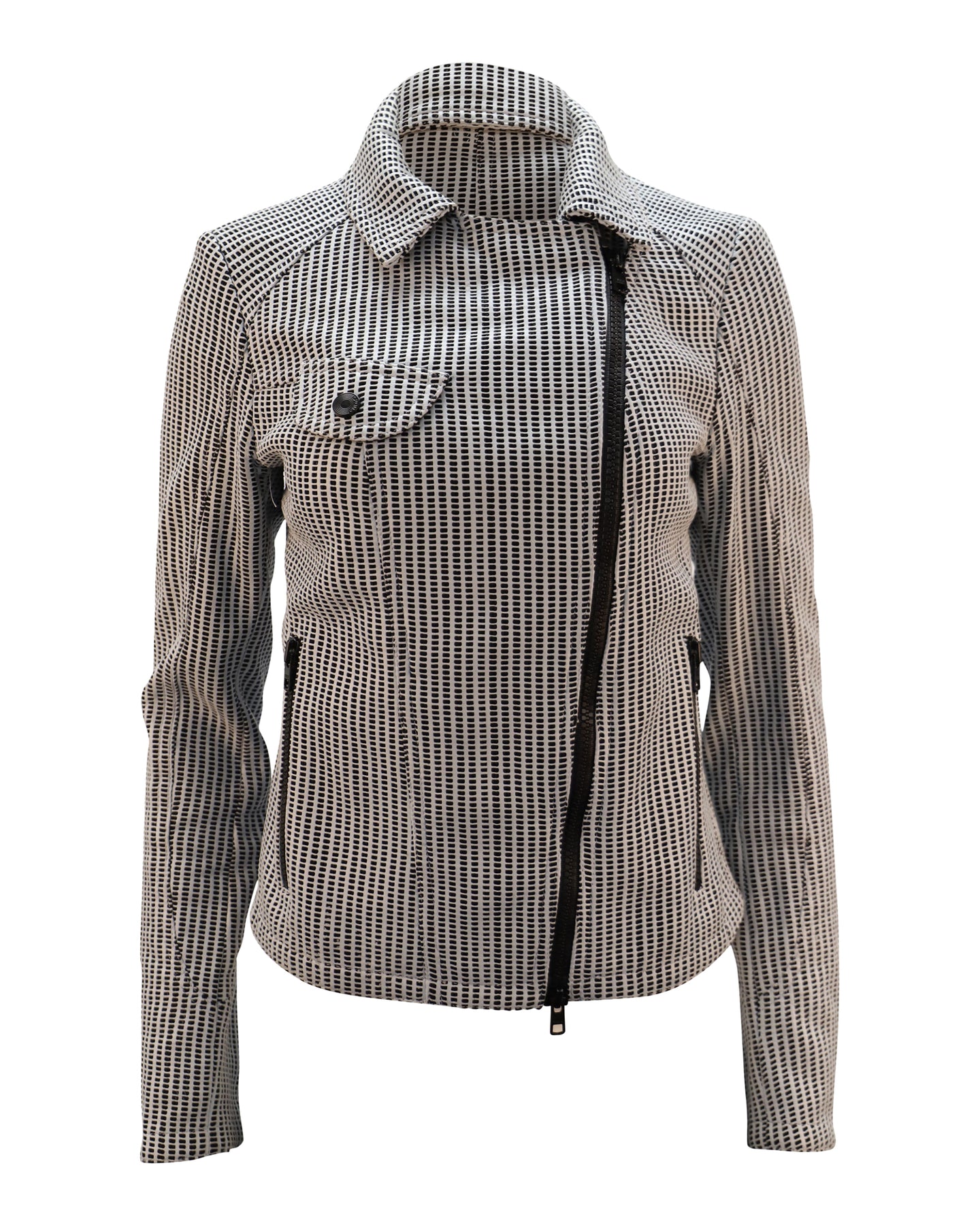 Drome Perforierte Jacke aus grauem Leder