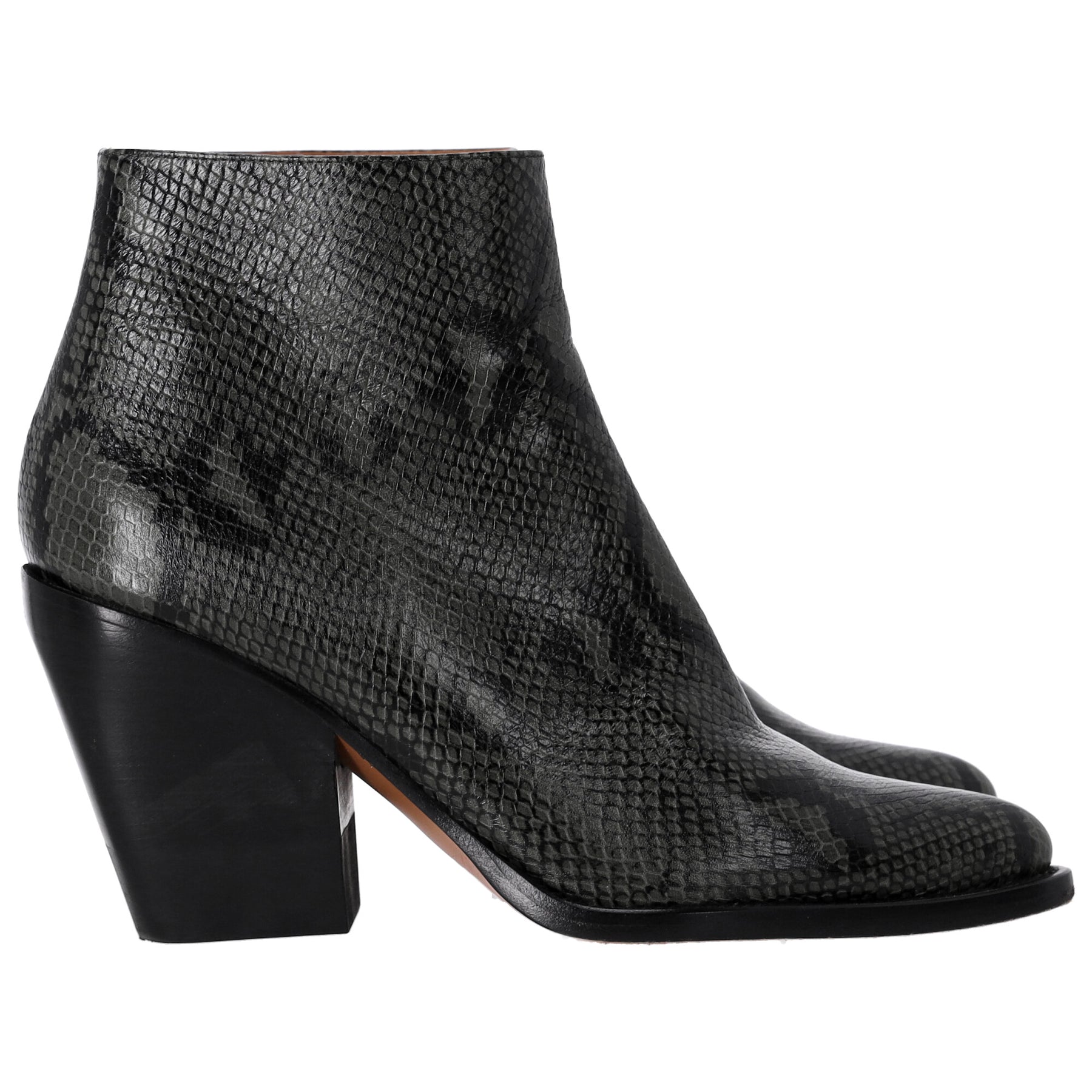 Chloé Rylee Python-Muster Stiefeletten aus grünem Leder