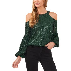 Sequined kalte Schulterbluse