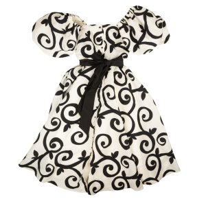 Rodarte Cloque Swirl Kleid – Schwarz/Weiß
