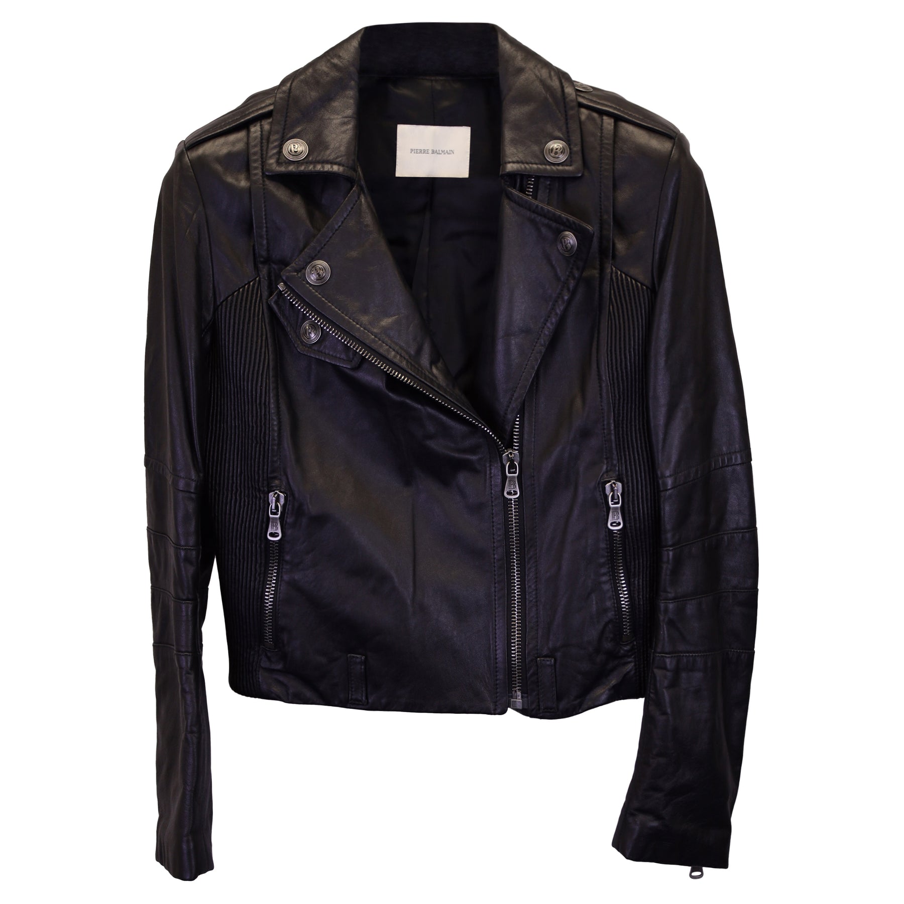 Pierre Balman Biker Jacke aus schwarzem Leder