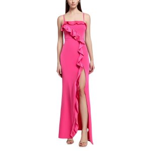 Juniors Satin Trim gekräuselte Abendkleid