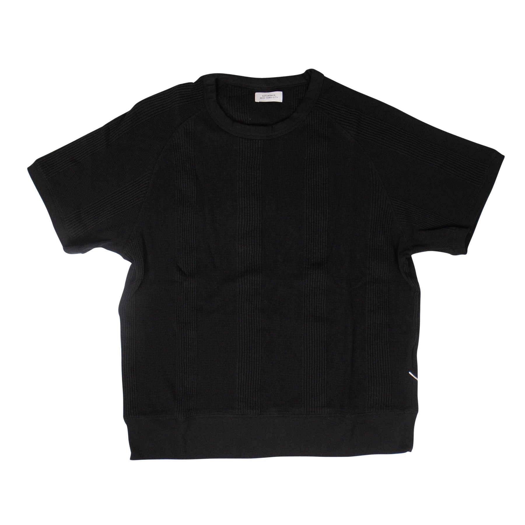 Saturdays Nyc Kyrie Waffle Stripe S/S T-Shirt – Schwarz
