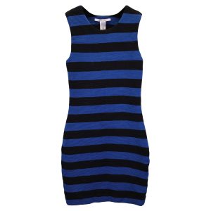 Diane Von Furstenberg Rigmora gestreiftes bodycon Kleid aus blauer Wollmischung 7748677894204
