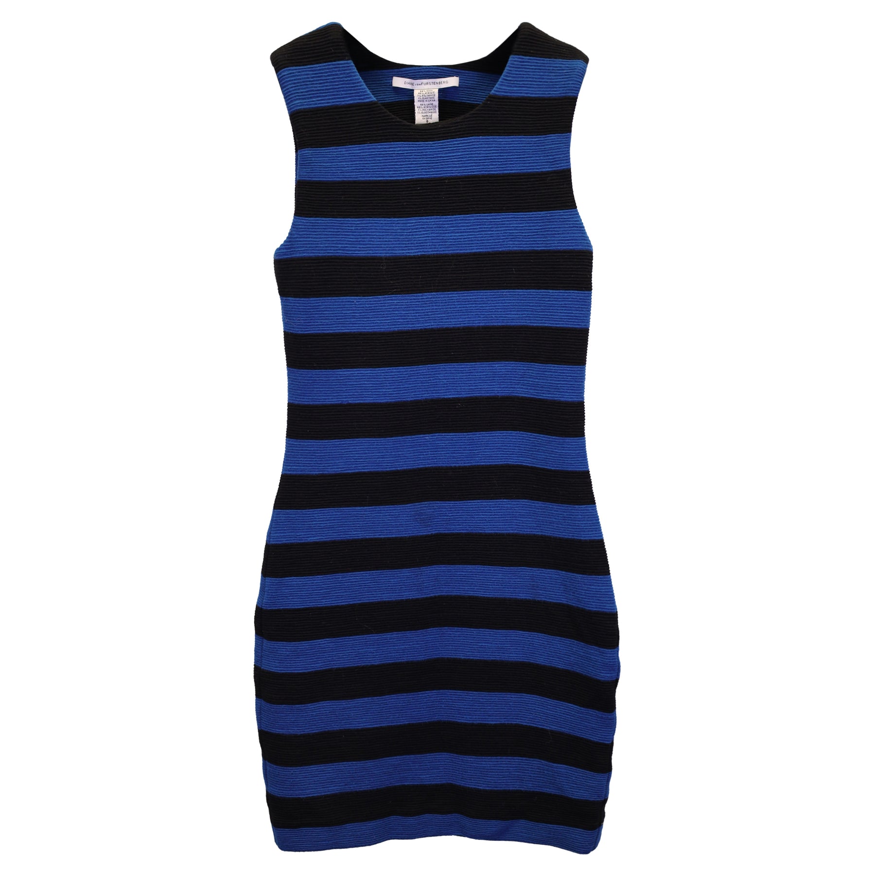 Diane Von Furstenberg Rigmora Gestreiftes Bodycon Kleid in blauer Wollmischung
