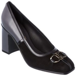 Ferragamo Gancini Leder & Wildlederpumpe