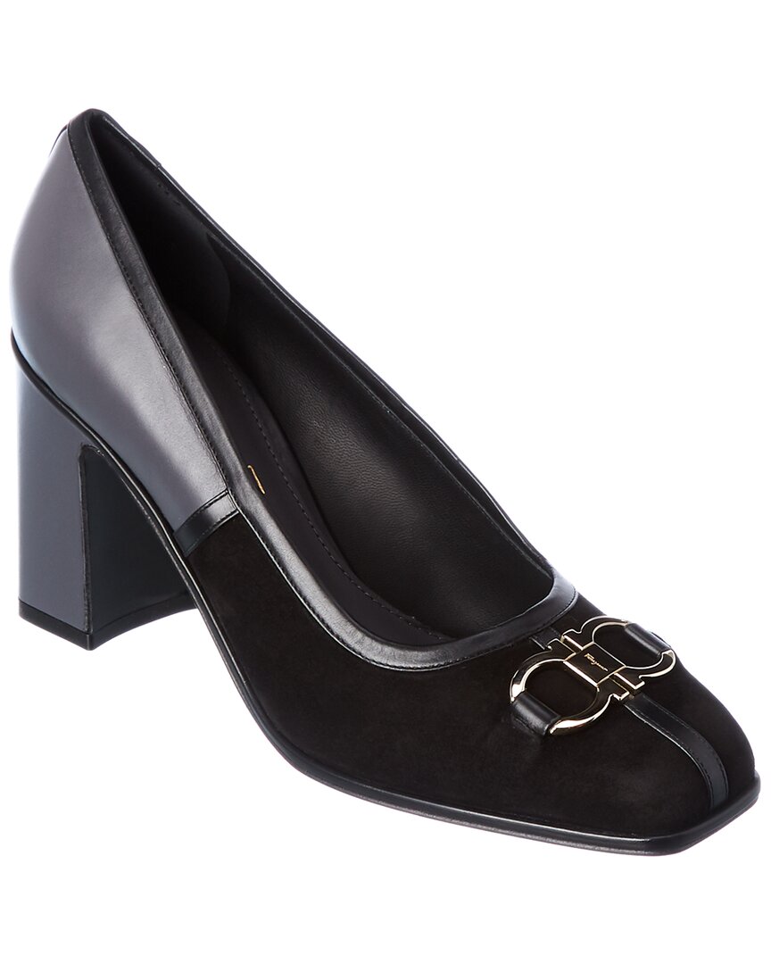 Ferragamo Gancini Pumps aus Leder und Wildleder