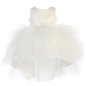 Baby Mädchen Elfenbein Hi-Low Mehrfarbig Level Rüschen Tutu Blumenmädchen Kleid 6-24M