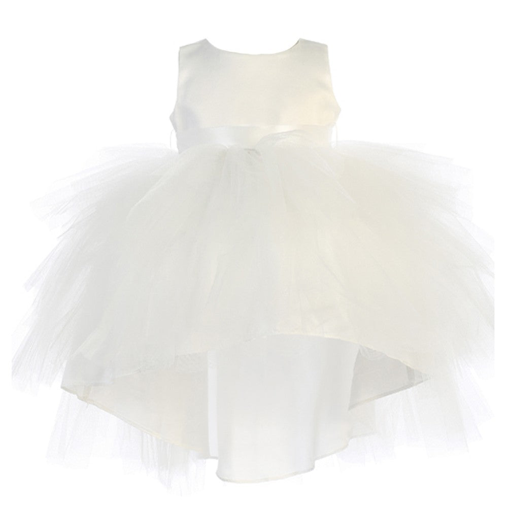 Baby Mädchen Elfenbein Hi-Low Mehrfarbig Level Rüschen Tutu Blumenmädchen Kleid 6-24M