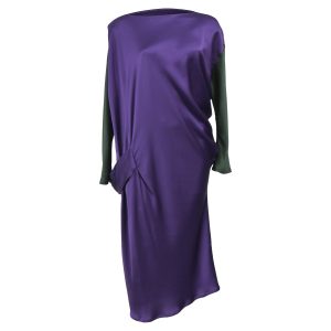 Alberta Ferretti Kleid mit langen Ärmeln aus violetter Seide