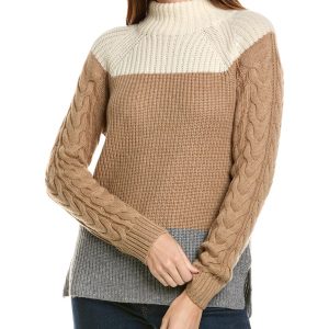 Forte Kaschmir colorblocked Trichter Hals Wolle & Kaschmir-Bleder Pullover