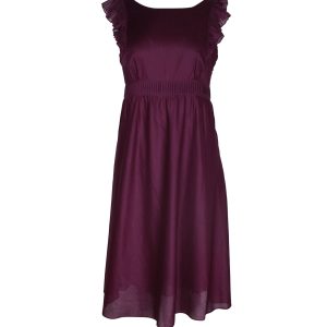 Vanessa Bruno Rüschen ärmelloses Kleid aus lila Baumwolle 7748679499836