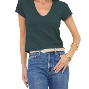 Deep V-Ausschnitt Tee in Kiefer grün