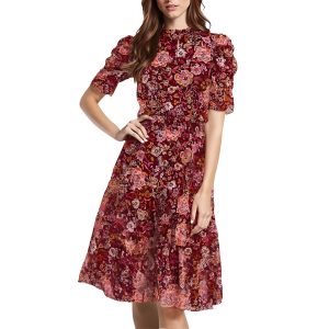 Petites Blumendruck Passform & Flare Kleid