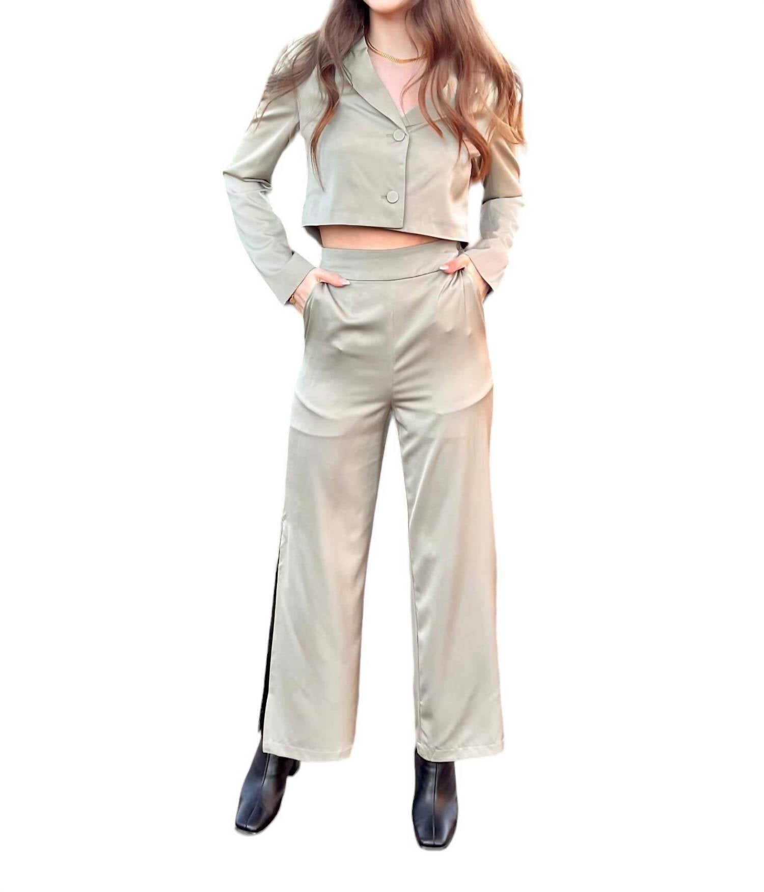 Erobern Ziele Blazer und Hose Set in Moss