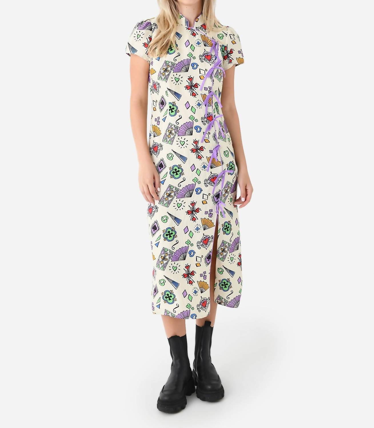 Leia Midikleid in Eisspielkarten