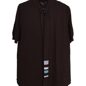 Dolce & Gabbana Poloshirt mit Krawattendetail aus brauner Schurwolle