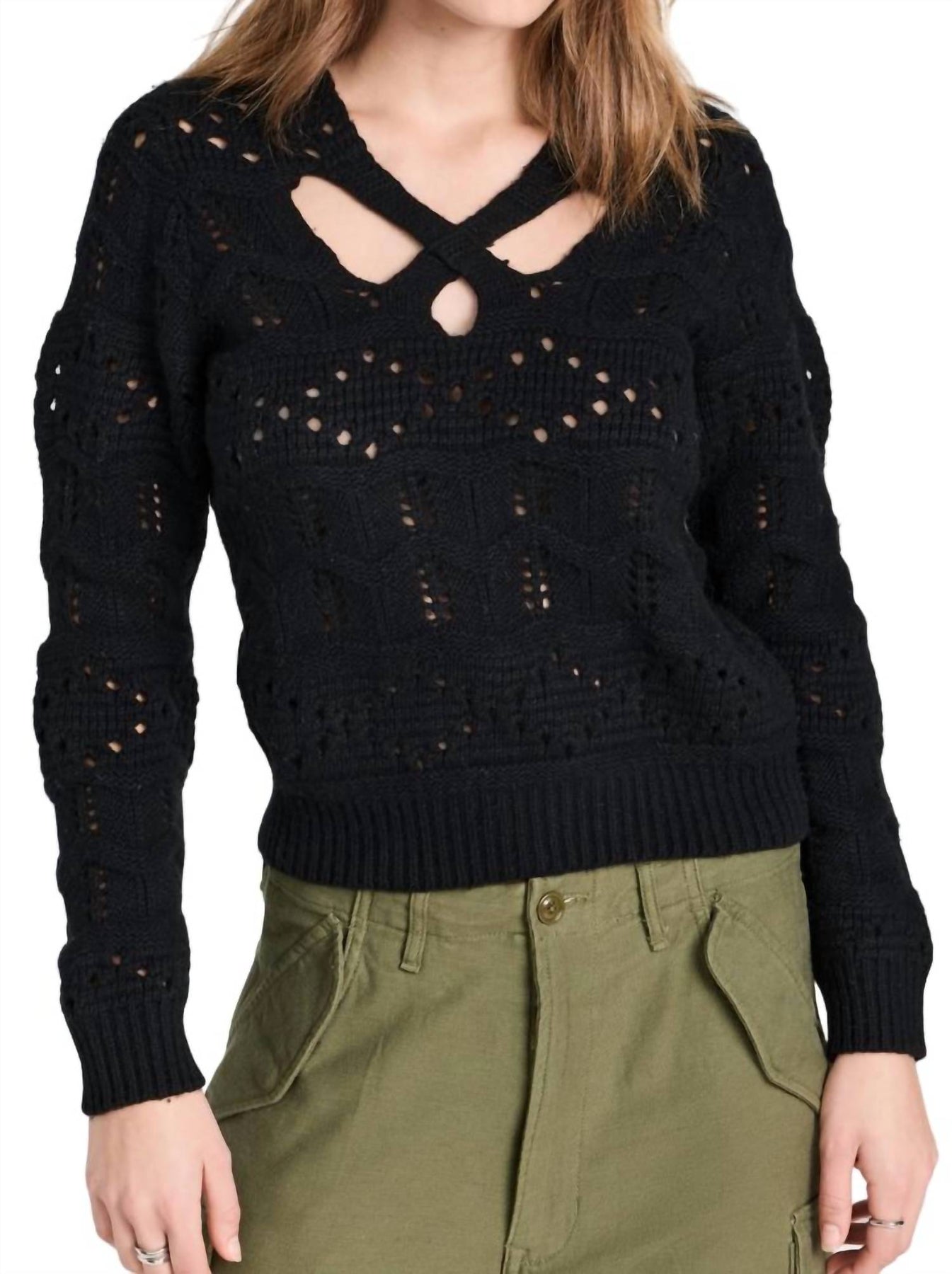 Cole Cable Strickpullover in Schwarz