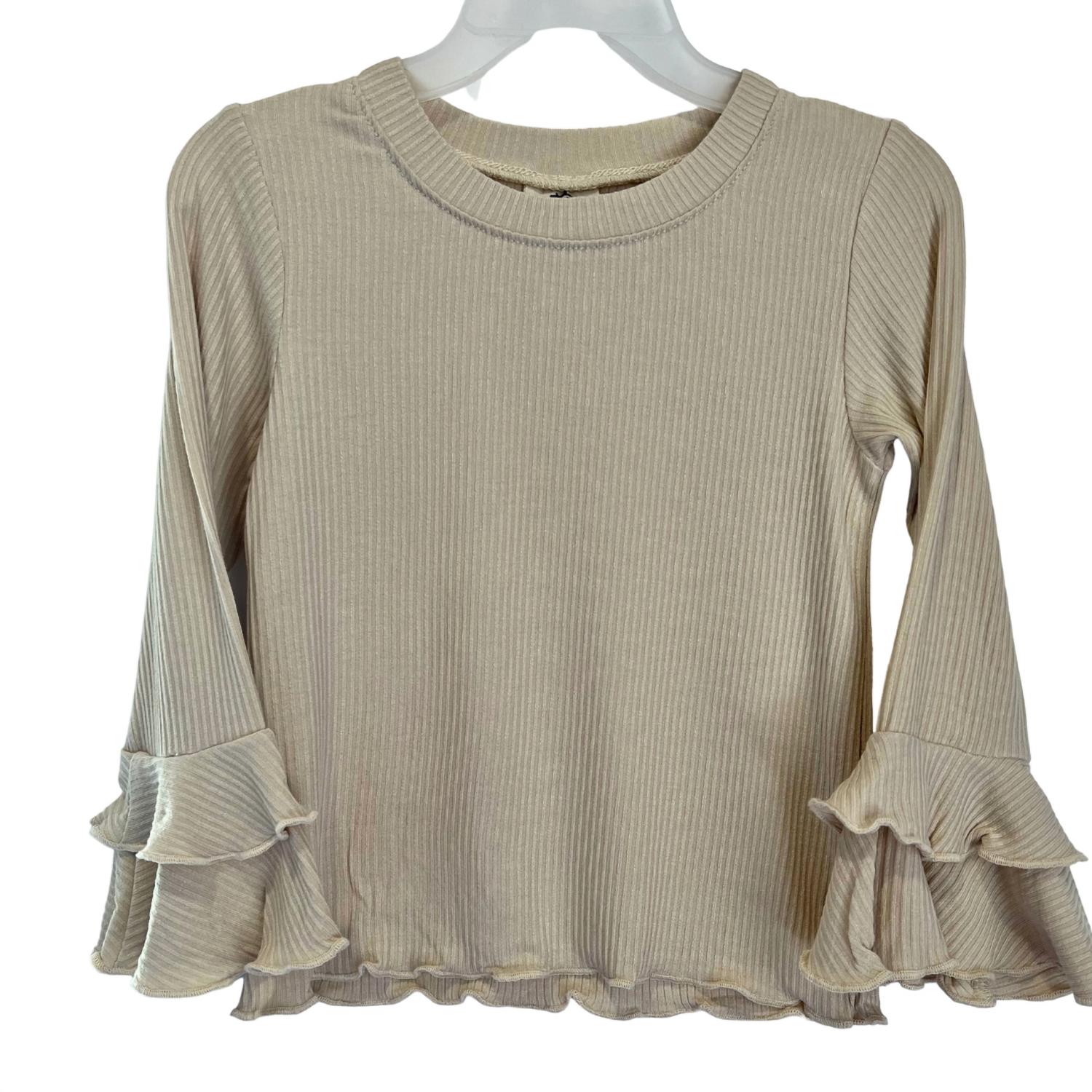 Mädchen Langarm Bell Strick Top in Beige