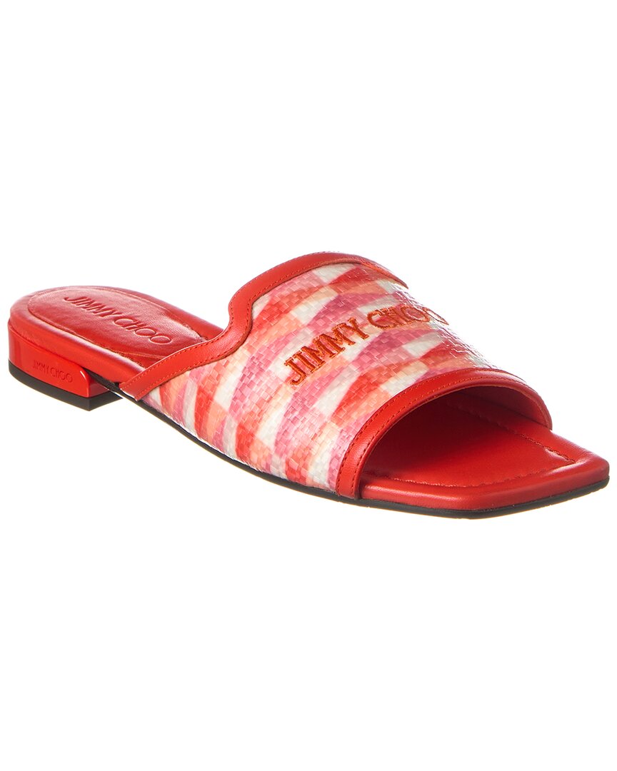 Jimmy Choo Nako gewebte & Leder flach