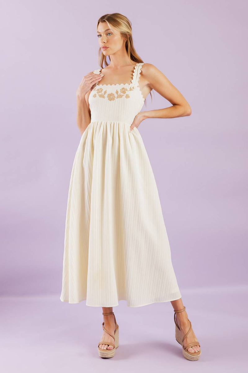 TOTAL CRUSH Creme gewebt MIDI Kleid